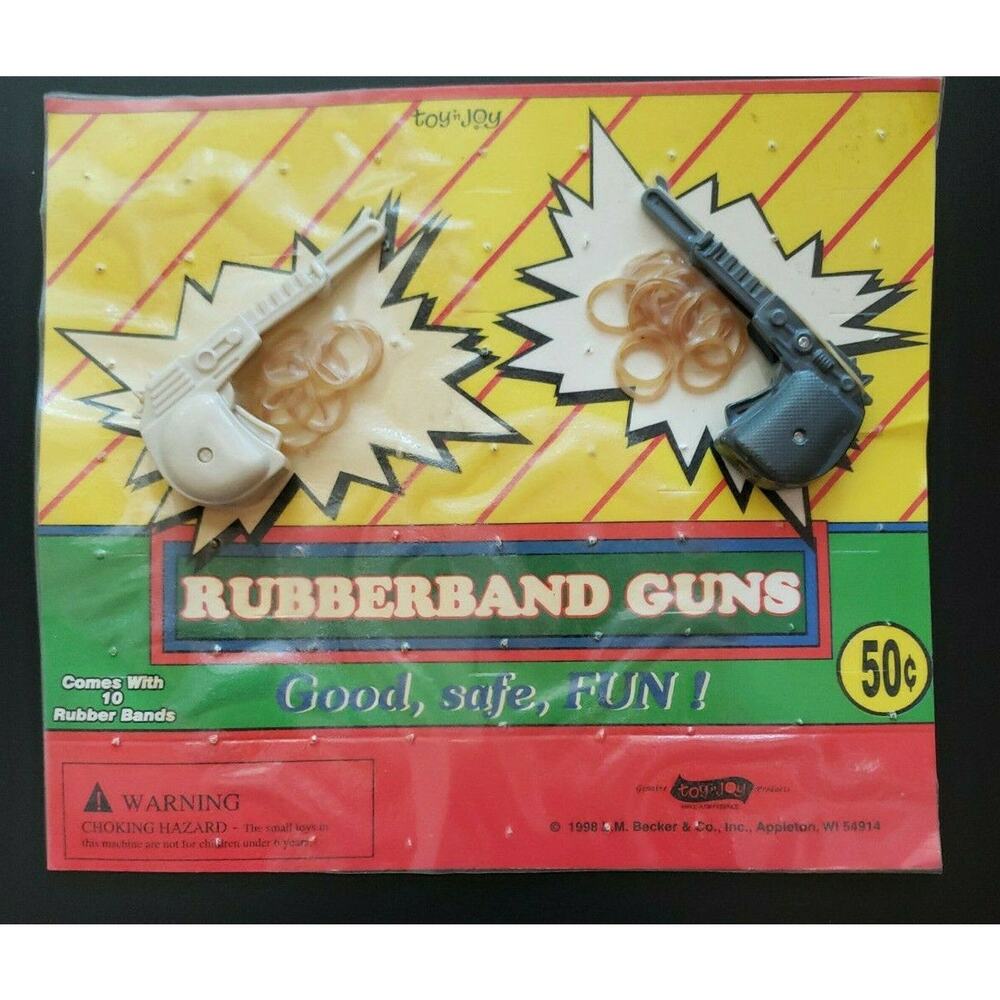 Vintage Rubberband Gun Gumball Vending Machine Charms Header Display Card #372